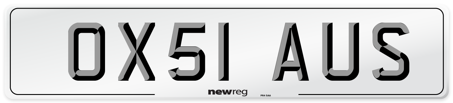 OX51 AUS Number Plate from New Reg